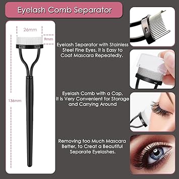 KINGMAS Eyebrow Brush Fine Eyeliner Brush Eyelash Separator Brow Comb Lash Spoolie Brush Steel Mascara Comb Grooming Makeup Tool 5Pcs Set - Image 3