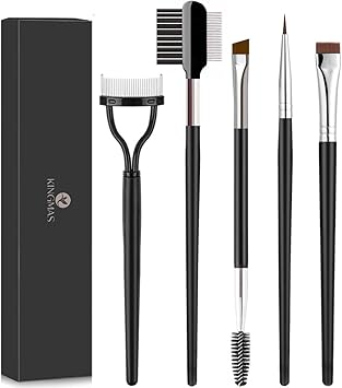 KINGMAS Eyebrow Brush Fine Eyeliner Brush Eyelash Separator Brow Comb Lash Spoolie Brush Steel Mascara Comb Grooming Makeup Tool 5Pcs Set - Image 1