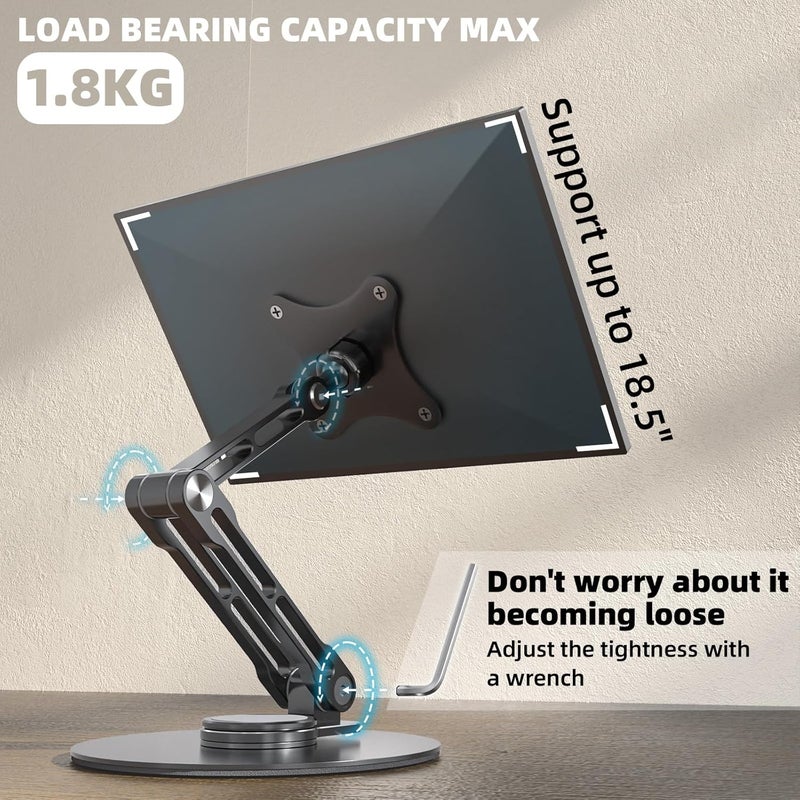 75Mm Vesa Mount Monitor Stand - Foldable Small Monitor Stand For 15.6" 16" 17" 17.3" Inch Portable Monitor Stand Lay Flat Support Vesa 75*75Mm - Image 4