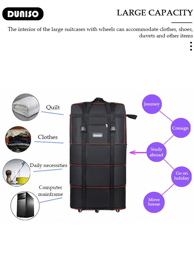 DUNISO Expandable Foldable Luggage Bag Suitcase Collapsible Rolling Travel Luggage Bag Duffel Bag Rolling Wheeled Suitcase Travel Oxford Duffel Bag for Men and Women Lightweight Large Capacity Suitcases - Image 2