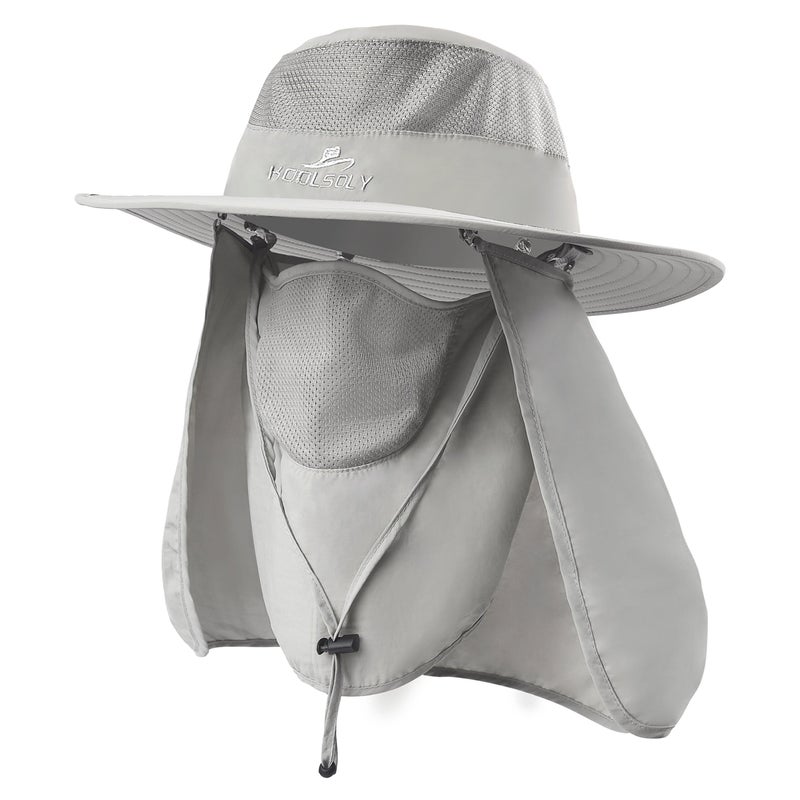 KOOLSOLY Fishing Hat,Sun Cap with UPF 50+ Sun Protection and Neck Flap,for Man and Women Light Grey - Image 1