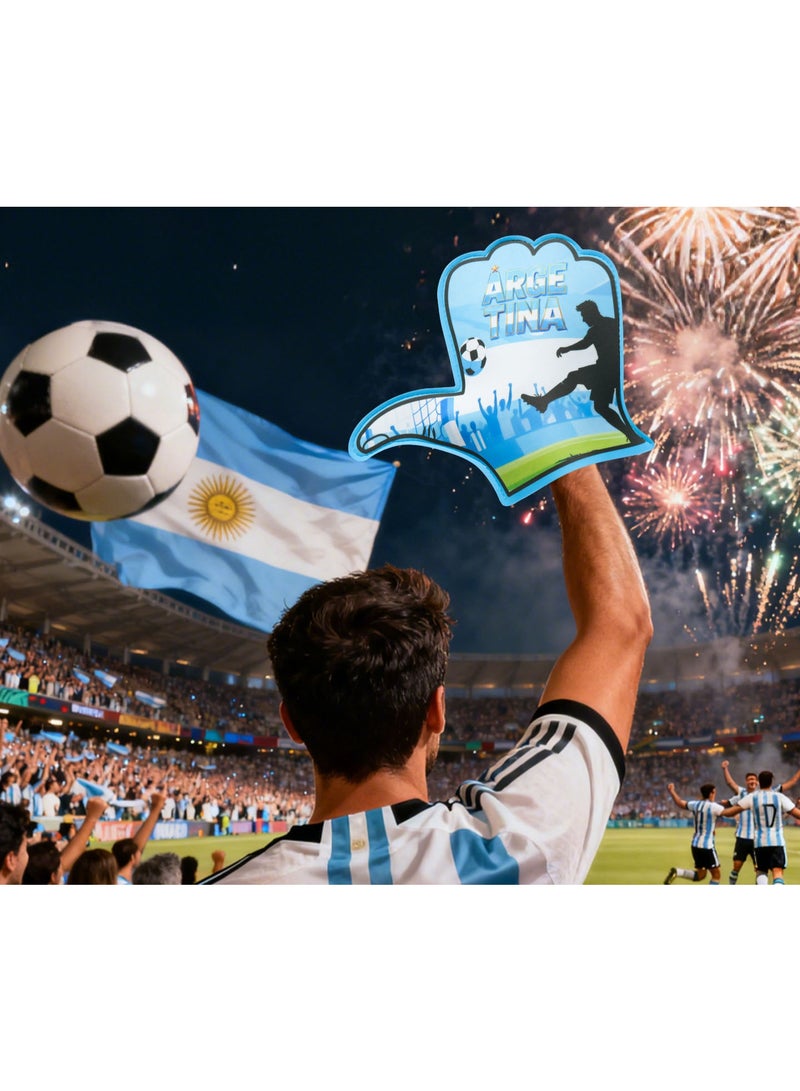 HOMESTAR 1 Pair of Argentina Foam Hand Cheering Gloves, World Cup Cheering Prop, Soccer Game Day Accessories, Stadium Team Cheering Glove For Men And Women, Fan Party Thumb Up Hand, For Football Matches Sports Events Fan Gatherings, One Size Fits All, 22x28cm - Image 4