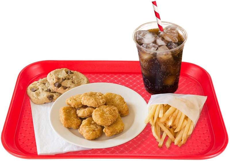 NJ OVERSEAS NJ Plastic Serving Platter Large Tray Unbreakable Snacks Tea Serving Tray Red Drink Breakfast Tea Dinner Coffee Salad Food for Dinning Table Home Kitchen (16 X 12 Inches) : Red 12 Pcs. - Image 4