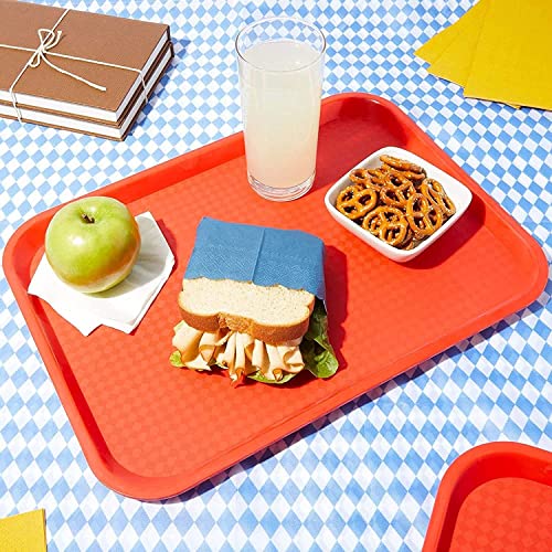 NJ OVERSEAS NJ Plastic Serving Platter Large Tray Unbreakable Snacks Tea Serving Tray Red Drink Breakfast Tea Dinner Coffee Salad Food for Dinning Table Home Kitchen (16 X 12 Inches) : Red 12 Pcs. - Image 3
