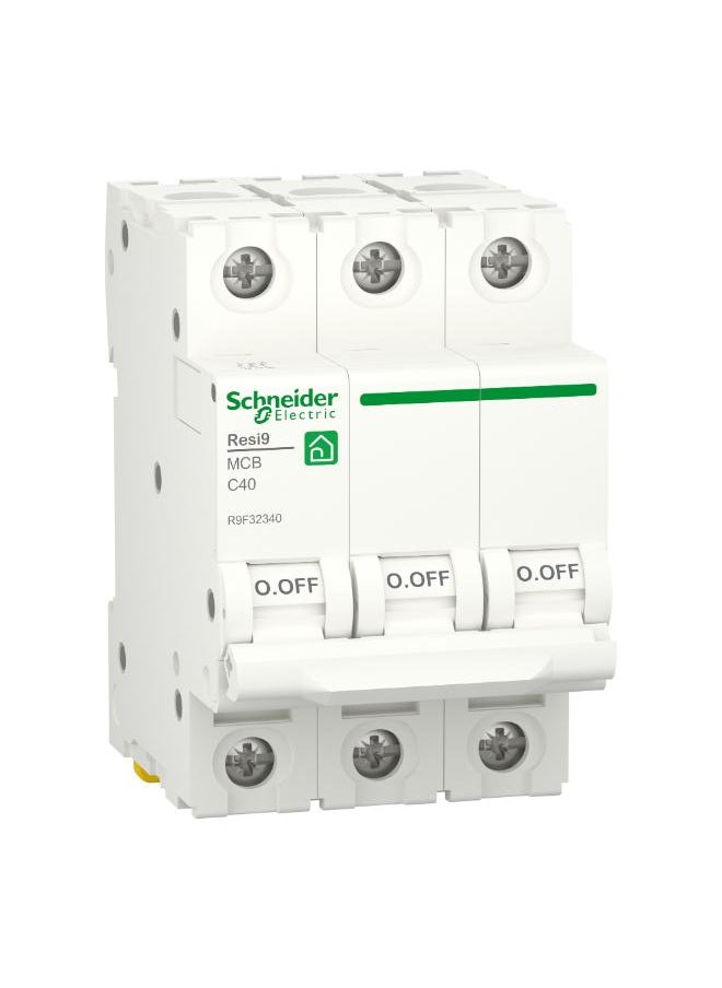 Schneider Electric - Schneider Electric Miniature circuit breaker (MCB), Resi9, 3P, 40A, C curve, 4500A (IEC/EN 60898-1) - Image 1
