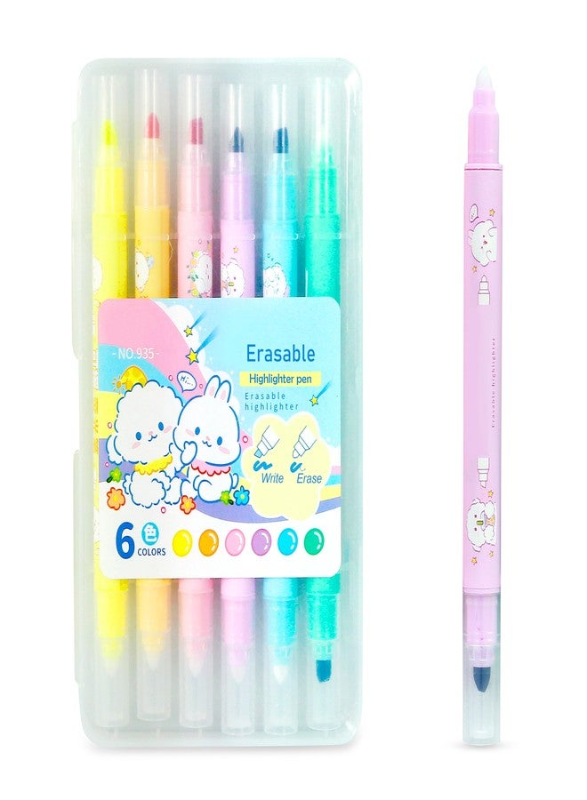 GLUN ® Erasable Marker, Self-Outline Neon Colour Markers, 6 Shades Bullet Journal Pens for Card Making, Scrapbooking, Drawing, and DIY Art Crafts for Kids, Assorted - Image 1
