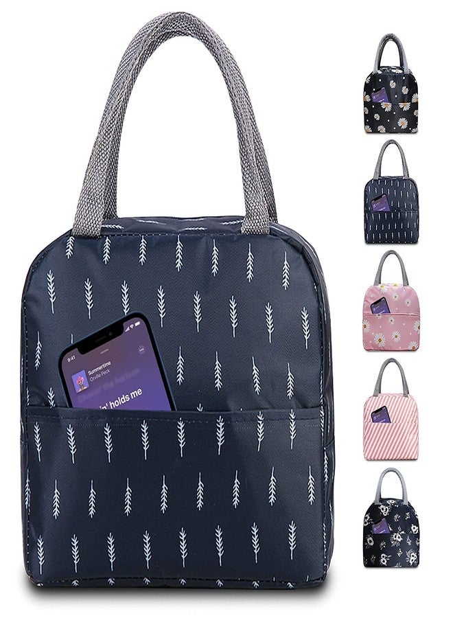 MYZON PAVITR Shop Reusable Insulated Cooler Cute Lunch Bags for Women & Men Pack It Freezable Fashionable Work Picnic or Travel Camping Outdoor Picnic (Blue Feather) - Image 1