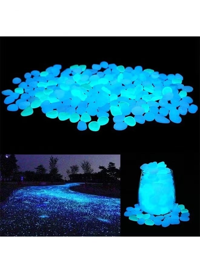 Bukela Glow in The Dark Pebbles, Glow Stones, Glowing Rocks Blue Decor for Garden, Fish, Tank, Aquarium, Walkway, Driveway, Plant Pots, Bonsai (100, White) - Image 1