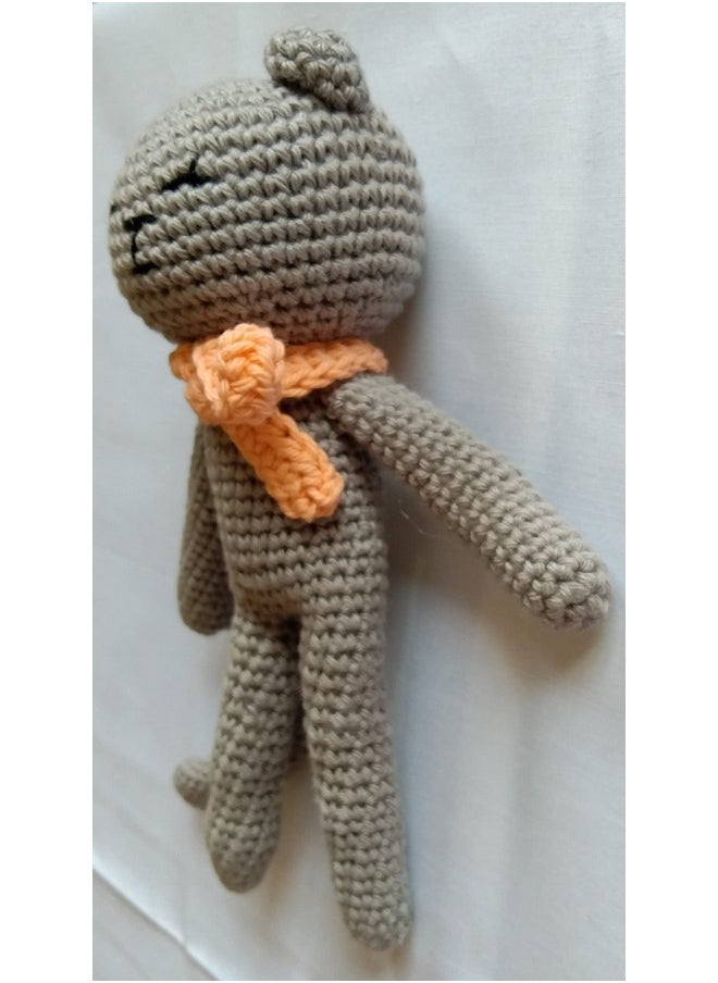 1مي 1MII STYLISH CAT Soft Toy | ارتفاع 17 سم | أميجورومي كروشيه يدوي الصنع 100% قطن آمن على الأطفال وصديق للبيئة | قطيفة محببة للأطفال والبنات والأولاد هدية رائعة لعيد الميلاد | رمادي  - Image 5