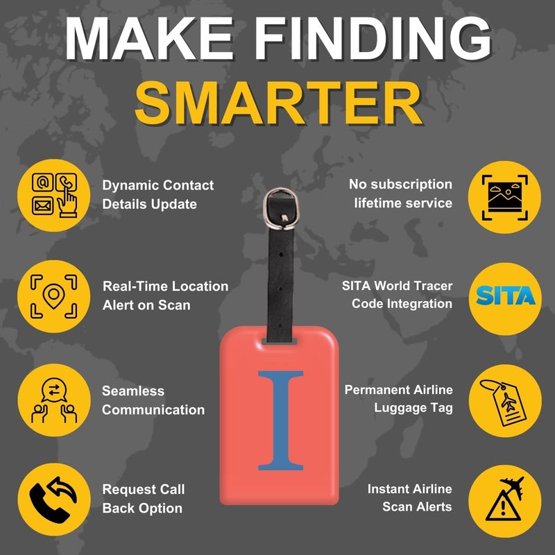 tag8 [Pack 2] Smart Luggage Tag ID with Name Initial B| Bag Tag with Global Loss Recovery Service | Airline Compliant | SITA World Tracer Code Enabled | Smart Alternative to Name Tags | Gift idea (I) - Image 4