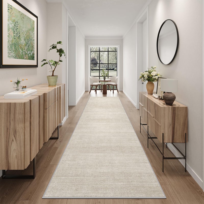 Art&Tuft Non-Slip Runner Rug - 2x10 Runner Rug Washable Low-Pile Rugs Runners, Soft Distressed Carpet Runner for Bedroom Bathroom Kitchen Laundry Living Room, Beige - Image 1
