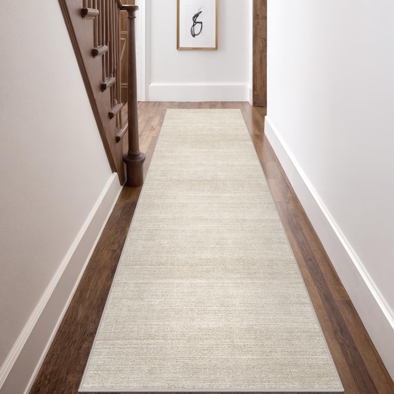 Art&Tuft Non-Slip Runner Rug - 2x10 Runner Rug Washable Low-Pile Rugs Runners, Soft Distressed Carpet Runner for Bedroom Bathroom Kitchen Laundry Living Room, Beige - Image 3