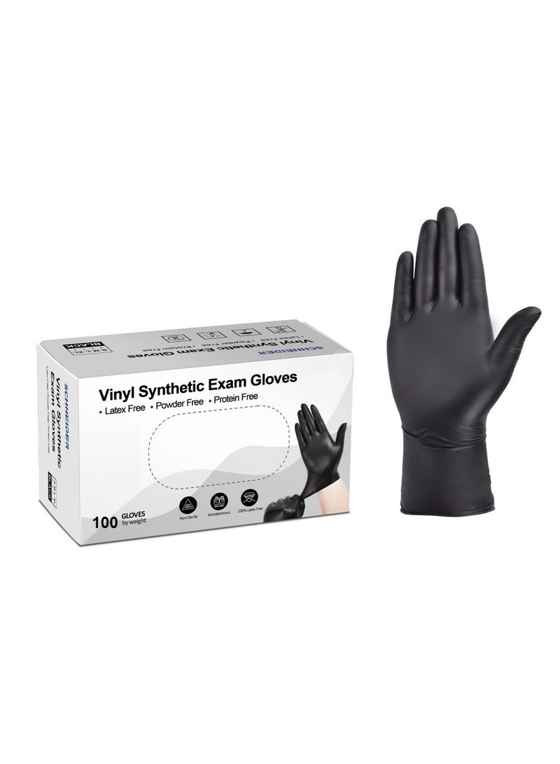 Generic Black Disposable Vinyl Gloves, Heavy Duty, Non Sterile Latex-Free, Disposable Medical Gloves, Cleaning Gloves, Food Safe, Powder-Free 100/Box - Image 1