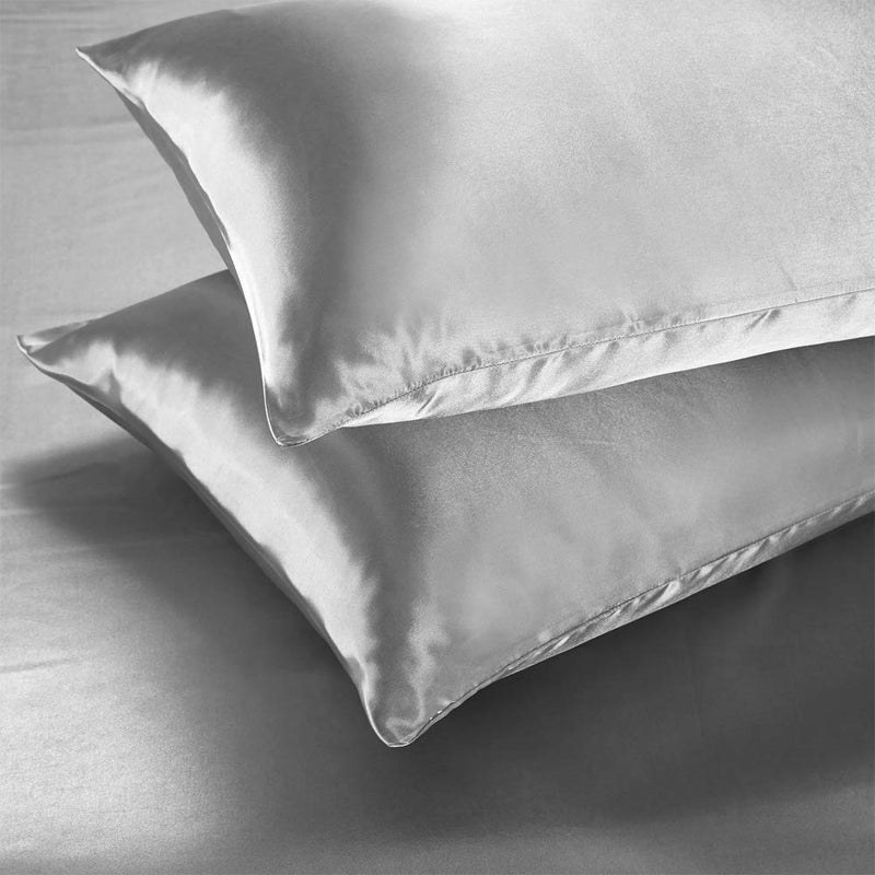 AiMay 3 Piece Satin Duvet Cover Set Bedding Sets 1800 Series Luxury Rich Silk Silky Super Soft Solid Color Reversible Comfortable Honeymoon Wrinkle Free (King, Grey) - Image 2
