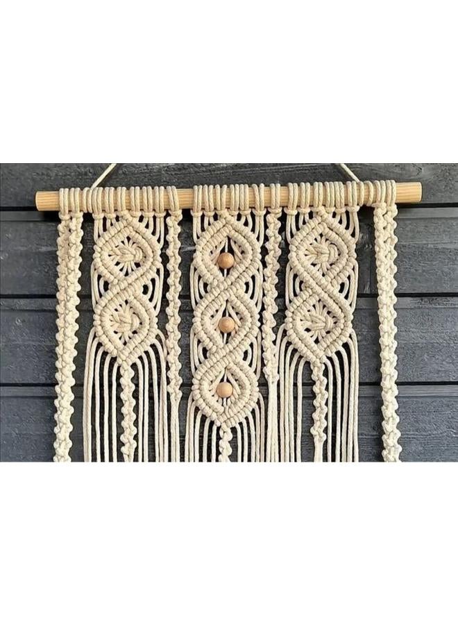 انتيكيانو رف معلق على الحائط بخيوط مكرمية.. ديكور حائط بوهيمي لغرفة النوم - فن جداري من حبل مكرمية منسوج كديكور لرف - Image 2