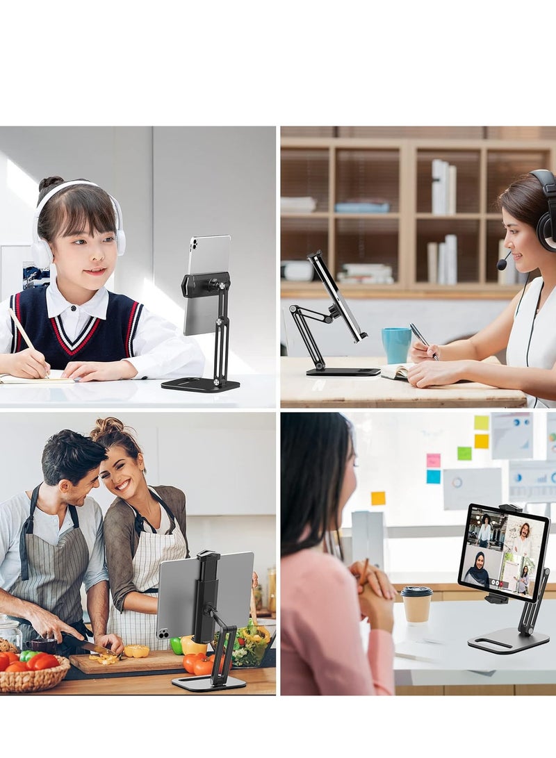 ULANZI Tablet Stand Holder, VIJIM P001 Desktop Phone Mount Stand with 2 Adjustable Arm and 360° Rotates Tablet Holder Universal Foldable Multi Angle, Compatible with iPad iPhone Tablet and More - Image 2