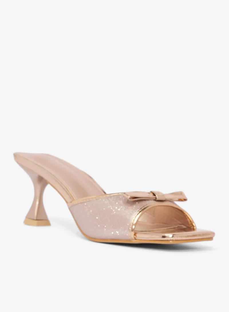 جينجر Bow Detail Glitter Sparkle Kitten Heels