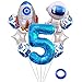 Kawailay Astronaut Rocket 5th Birthday Party Balloons Jumbo Spaceman Birthday Balloons Outer Space Theme Foil Balloons 32 Inch Blue Number 5 Helium Balloon for Birthday Party - Image 2