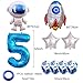 Kawailay Astronaut Rocket 5th Birthday Party Balloons Jumbo Spaceman Birthday Balloons Outer Space Theme Foil Balloons 32 Inch Blue Number 5 Helium Balloon for Birthday Party - Image 4