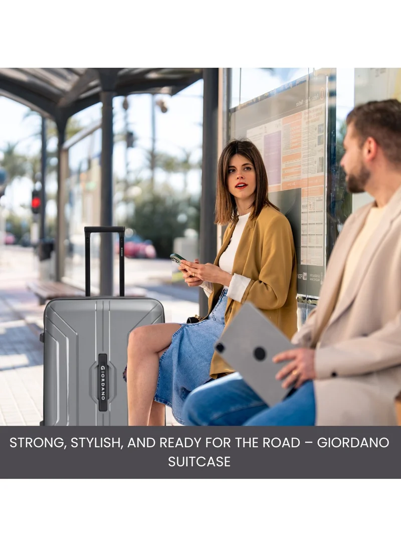 GIORDANO Grey Giordano Luggage Sets of 2 Hard Shell PP Durable Lightweight Carry on & Checked Suitcase with Double Spinner Wheels, Secure Combination Lock Trolley, Unbreakable Hardcase Suitcase 2 Pcs Grey (S+M)  | Best Price UAE