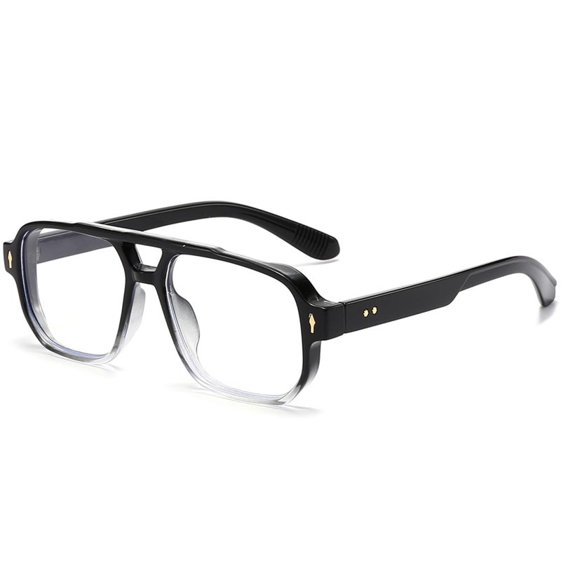 PORADAY Blue Light Blocking Glasses for Women Men 70s Retro Square Aviator Eyeglasses Rectangle Computer EyewearGradient Black