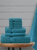 Bliss Casa 8-Piece Towel Set, 100% Combed Cotton 550 GSM Superior Quality Includes 2 Bath Towels (70x140 cm), 2 Hand Towels (40x70 cm), 4 Washcloths (30x30 cm) Blue 70x140cm