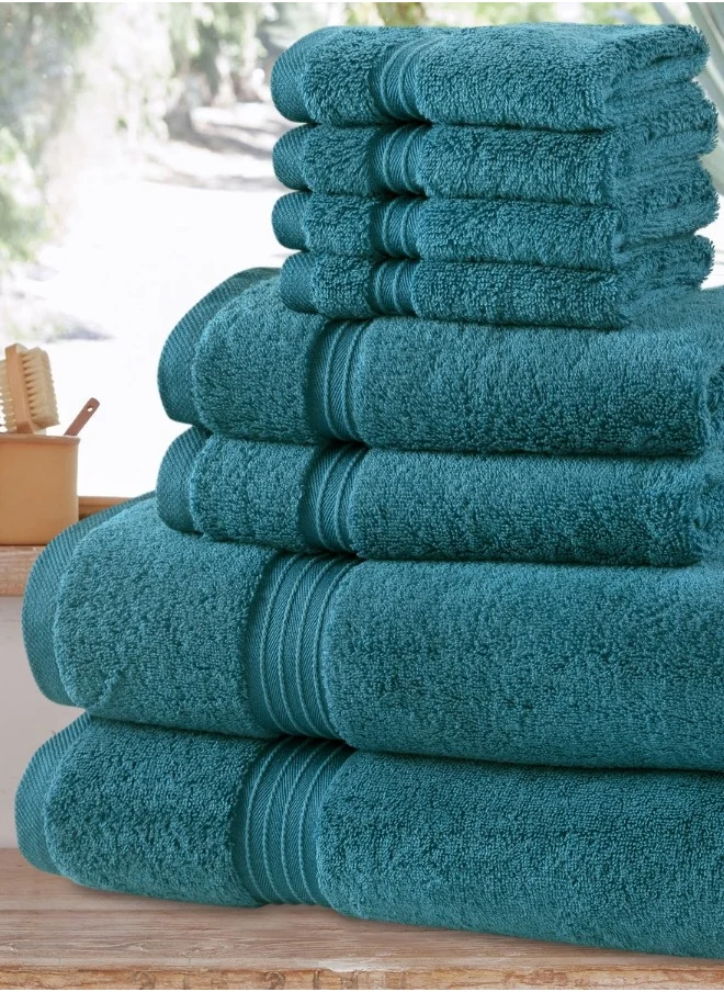 Bliss Casa 8-Piece Towel Set, 100% Combed Cotton 550 GSM Superior Quality Includes 2 Bath Towels (70x140 cm), 2 Hand Towels (40x70 cm), 4 Washcloths (30x30 cm)