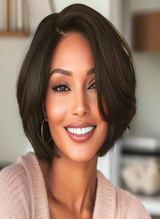 BeiSDWig Short Bob Wig, Synthetic Hair, Black, Natural Looking Synthetic Hair Wigs for Women Female Wig Bob Hairstyles Brown Hair (Brown) - Image 1