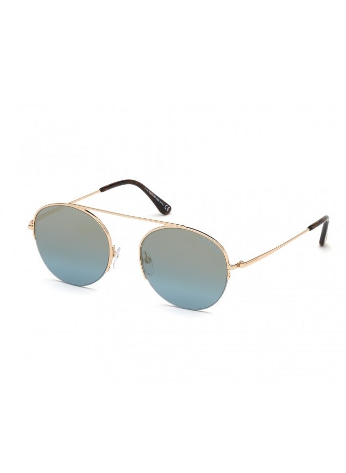 Tom Ford Men Gold Round Sunglasses with Blue lenses FT0668 28X 54mm