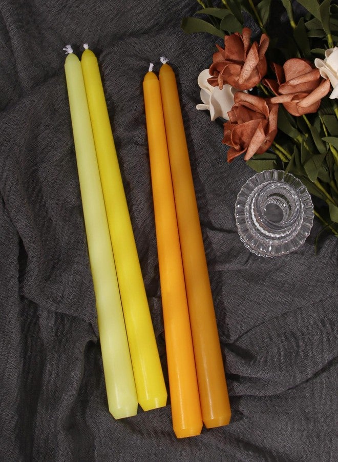Viyffo Taper Candles 10 Inch Yellow Set of 4 Unscented, Dripless, Smokeless Long Tall Tapered Candlesticks Wedding Advent Home Decor Dinner Christmas-Natural Color Series - Image 4