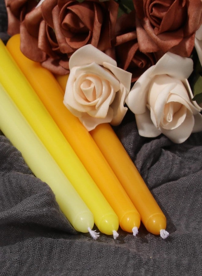 Viyffo Taper Candles 10 Inch Yellow Set of 4 Unscented, Dripless, Smokeless Long Tall Tapered Candlesticks Wedding Advent Home Decor Dinner Christmas-Natural Color Series - Image 2