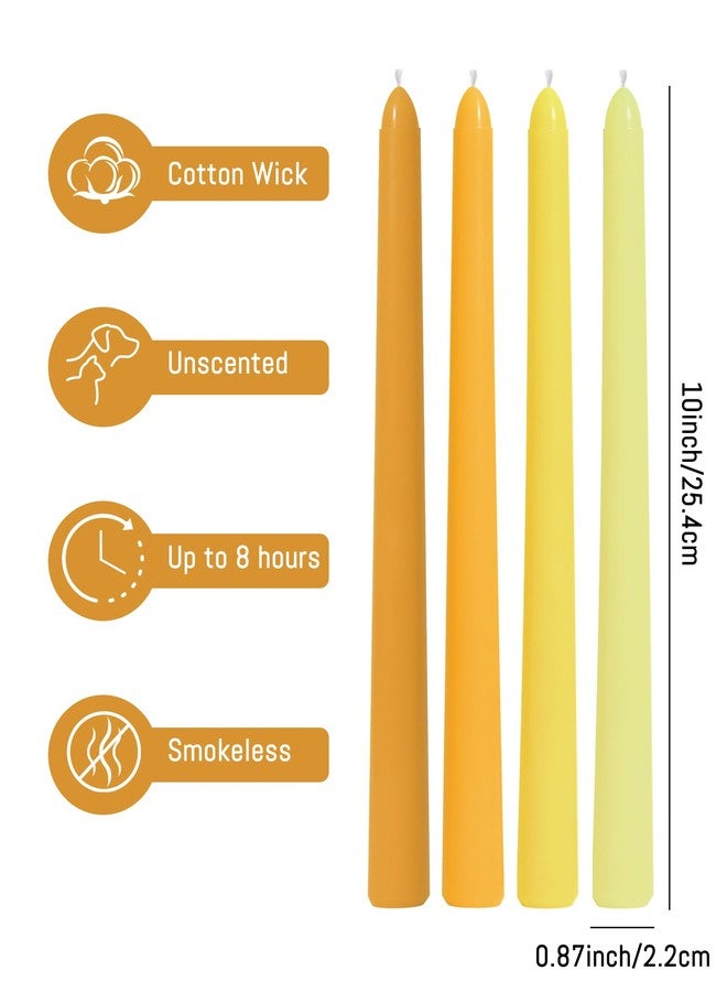 Viyffo Taper Candles 10 Inch Yellow Set of 4 Unscented, Dripless, Smokeless Long Tall Tapered Candlesticks Wedding Advent Home Decor Dinner Christmas-Natural Color Series - Image 3