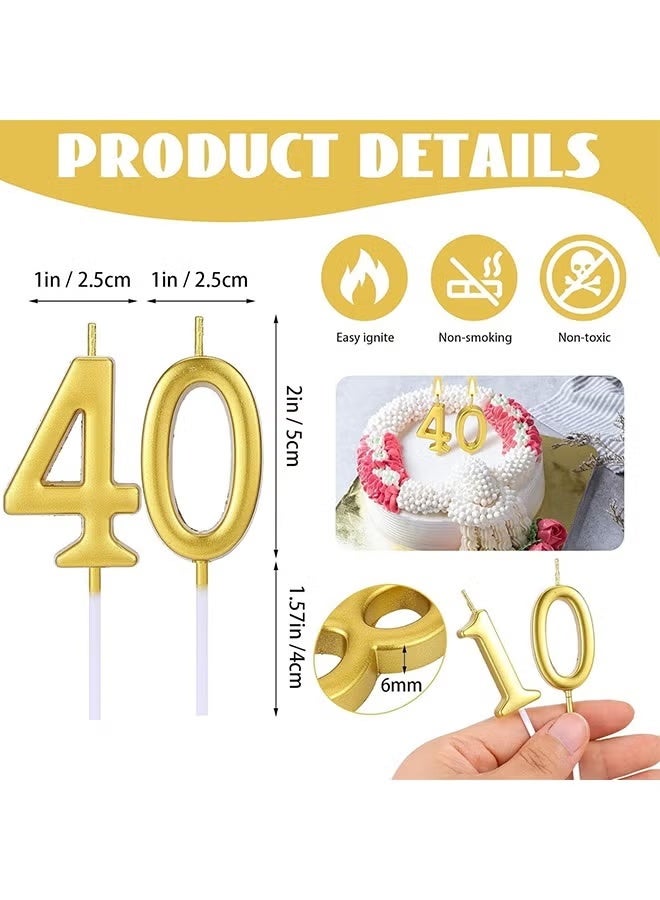JUE-FISH 10 Pcs Numeral Birthday Candles Set Glitter Cake Candles Cupcake Candles for Birthday Wedding & Lucky Party Cake Decorations (Golden) - Image 2