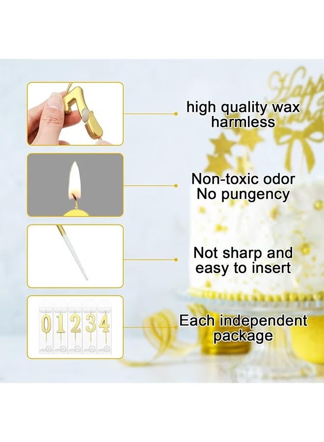 JUE-FISH 10 Pcs Numeral Birthday Candles Set Glitter Cake Candles Cupcake Candles for Birthday Wedding & Lucky Party Cake Decorations (Golden) - Image 3