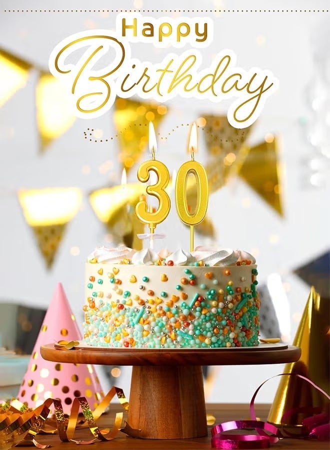 JUE-FISH 10 Pcs Numeral Birthday Candles Set Glitter Cake Candles Cupcake Candles for Birthday Wedding & Lucky Party Cake Decorations (Golden) - Image 4