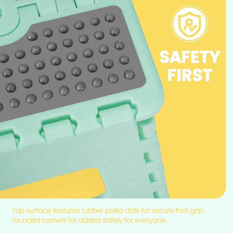 ACSTEP 9 Inch Folding Step Stool 300 LB Capacity Non Slip Foot Stool with Handle Plastic Foldable Step Stools for Kids Stepping Stool for Bathroom Black Small Step Stool (1 PC Teal) - Image 3