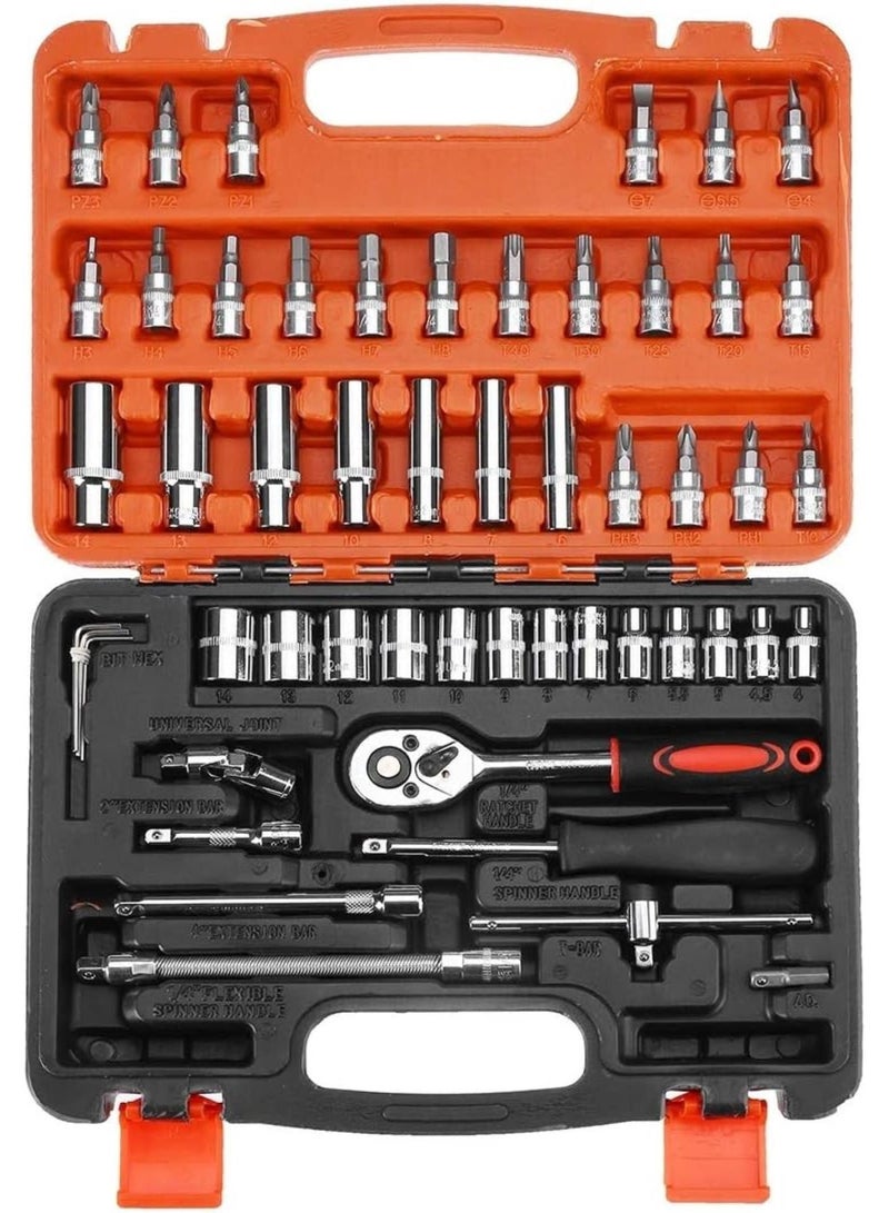 GGOOT Car Boat Motorcycle Bicycle Hardware Repair Tool Ratchet Wrench Sleeve Kit 12/46/53Pcs (Type: : D) - Image 1