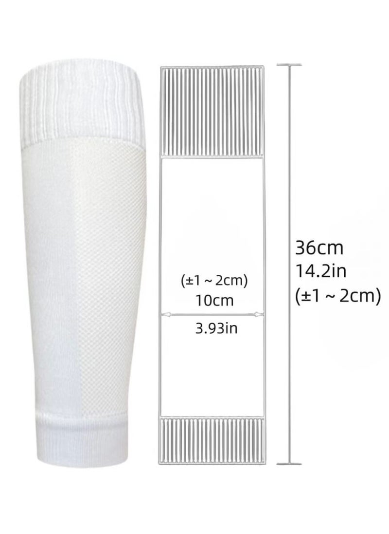 PYC - Football Four piece Set Skidproof Soccer Socks Nylon Pocket Shin Guard Sleeves Calf Compression Socks For Soccer Football Sports Adjustable Shin Guard Straps(White) - Image 1