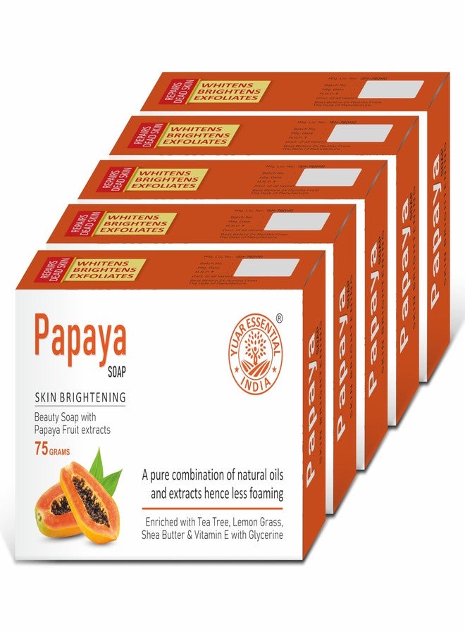 YUAR ESSENTIAL Hand Made Papaya Skin Brightening Soap For All Skin Type for men and women (PACK OF 5) 5 * 75 G - Image 1