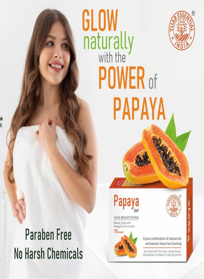 YUAR ESSENTIAL Hand Made Papaya Skin Brightening Soap For All Skin Type for men and women (PACK OF 5) 5 * 75 G - Image 4