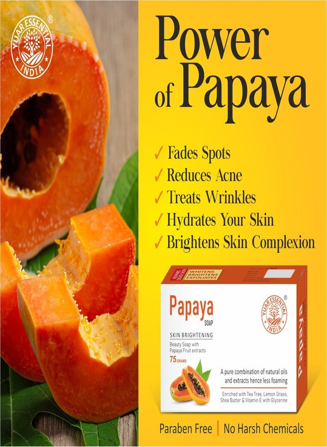 YUAR ESSENTIAL Hand Made Papaya Skin Brightening Soap For All Skin Type for men and women (PACK OF 5) 5 * 75 G - Image 3