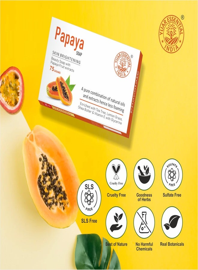 YUAR ESSENTIAL Hand Made Papaya Skin Brightening Soap For All Skin Type for men and women (PACK OF 5) 5 * 75 G - Image 2