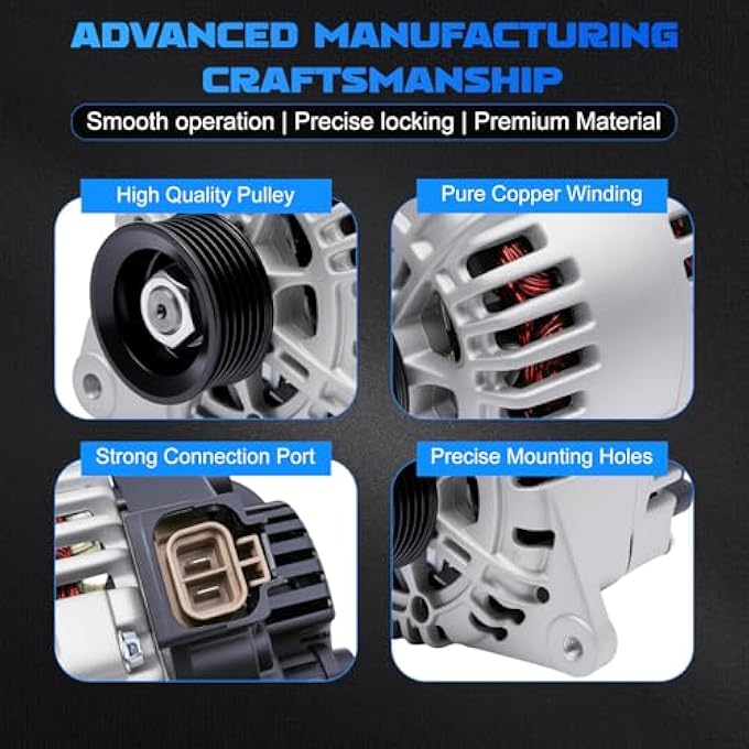 YOMALL Alternator 11188 for 2005-2006 Magentis & Optima, for 2005-2010 Sportage, for 2005-2006 Santa Fe & 2005-2008 Tiburon & 2005-2009 Tucson 2.7L V6 120Amp 6PK 11188N 37300-37800 AVA0066 - Image 4