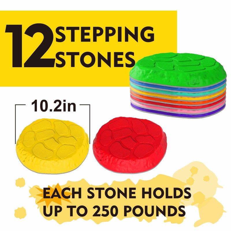 SmartYeen Stepping Stones for kids,8/12 PCS Durable Non-Slip Balance Stones Indoor Outdoor toys for toddlers develope Kids Balance and Coordination Skills - Image 2