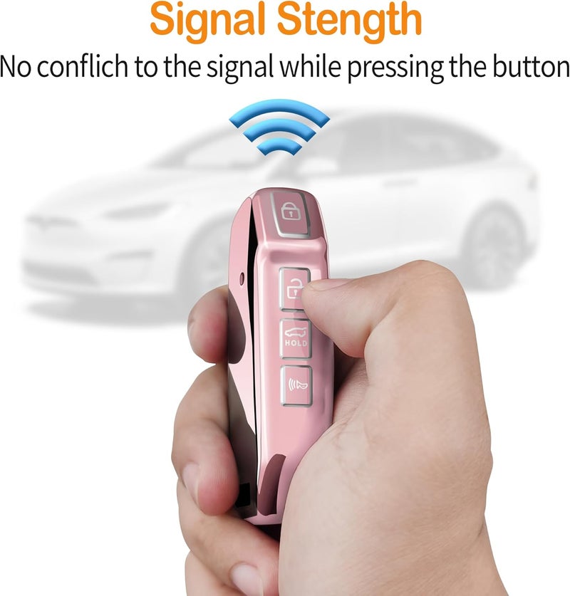 Sindeda Key Fob Cover with Leather Keychain - Chalk Pink - Image 5