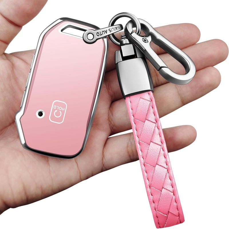 Sindeda Key Fob Cover with Leather Keychain - Chalk Pink - Image 1