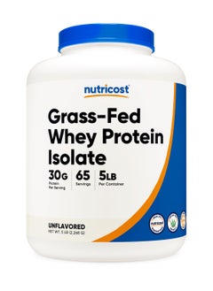 Grass-Fed Whey Protein Isolate, 30 G Per Serving | 65 SERVINGS | 5 LB Per COntainer - Unflavored Net Wt.5 LB (2268 G)