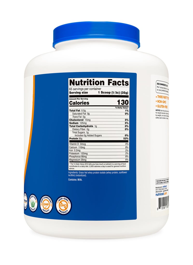 Nutricost - Grass-Fed Whey Protein Isolate, 30 G Per Serving | 65 SERVINGS | 5 LB Per COntainer - Unflavored Net Wt.5 LB (2268 G) - Image 1
