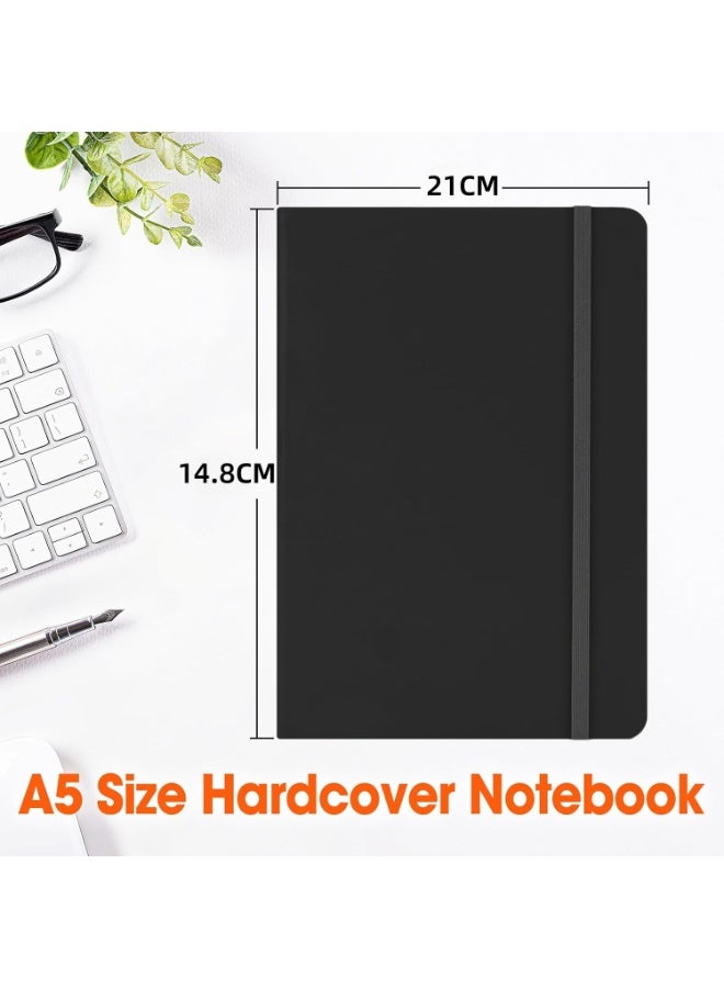 3 Pack A5 Lined Notebook Journal with Hardcover, Professional PU Leather Writing Pads, 200 Pages (100 Sheets) per Pack, Elastic Band & Pen Holder, Perfect for Business, School & Office (Black, Brown, Navy Blue) - Image 2