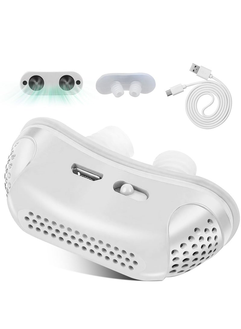 XiuWoo Anti Snoring Devices, Effective Snoring Prevention, Twin Turbine Electric Adjustable and Breathable, Adjustable Wind Speed, Snoring Solution for Men and Women, Suitable for All Nose Shapes, White - Image 1